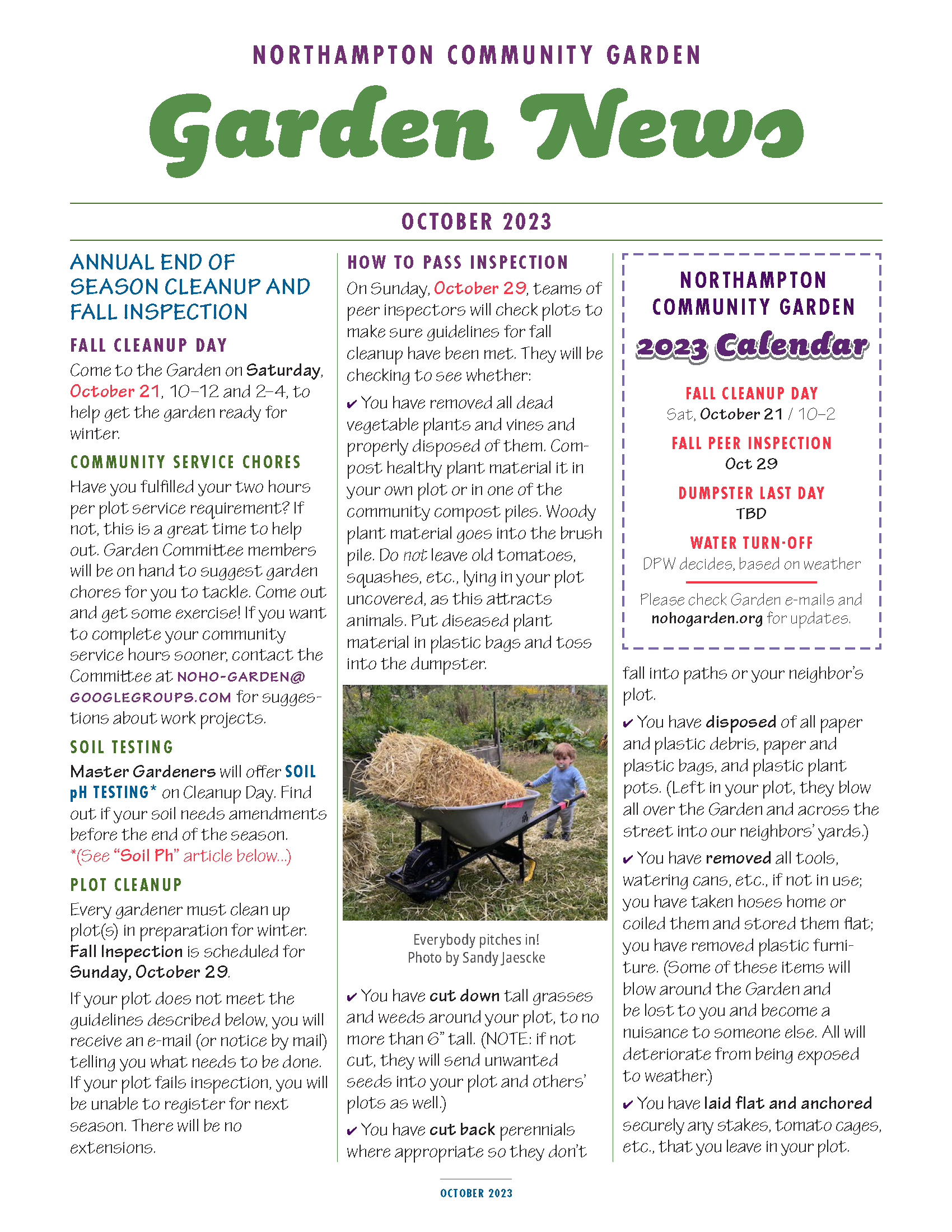 Cover of the October 2023 Garden News